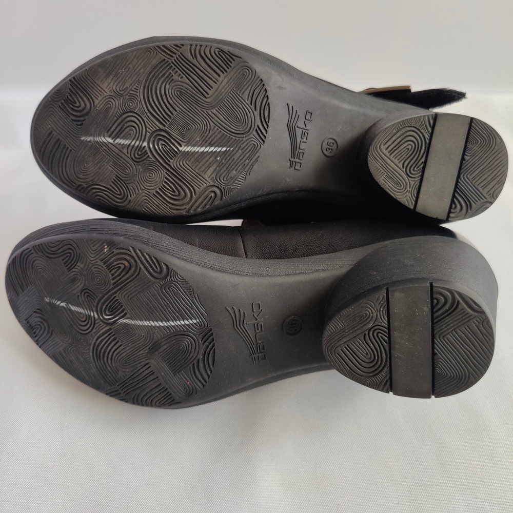 Dansko Roxanne Black Leather Mary Jane Block Heel Clogs Pumps Sz 6 Career Office - Picture 7 of 9